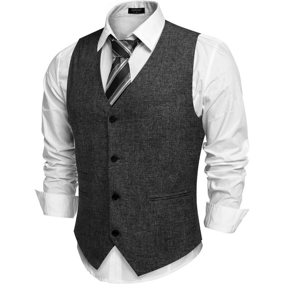 Men's Casual Business Vests Lightweight Waistcoat Slim Fit Suit Vest